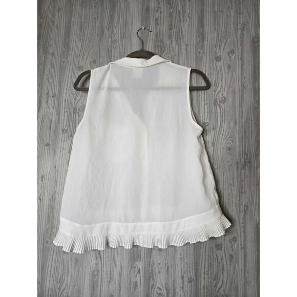 Cabi Button Front Sleeveless Blouse with Pleated Hem – Size Small - Picture 6 of 8